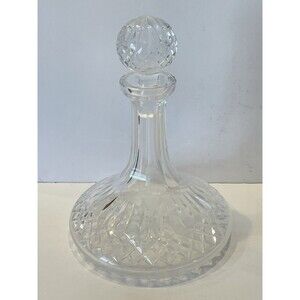 Vintage Crystal Ships Decanter With Faceted Stopper